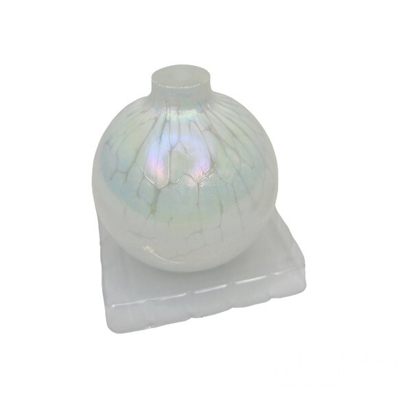 Vintage Traditions Hand Blown Iridescent Glass Oil Lamp - Picture 5 of 14